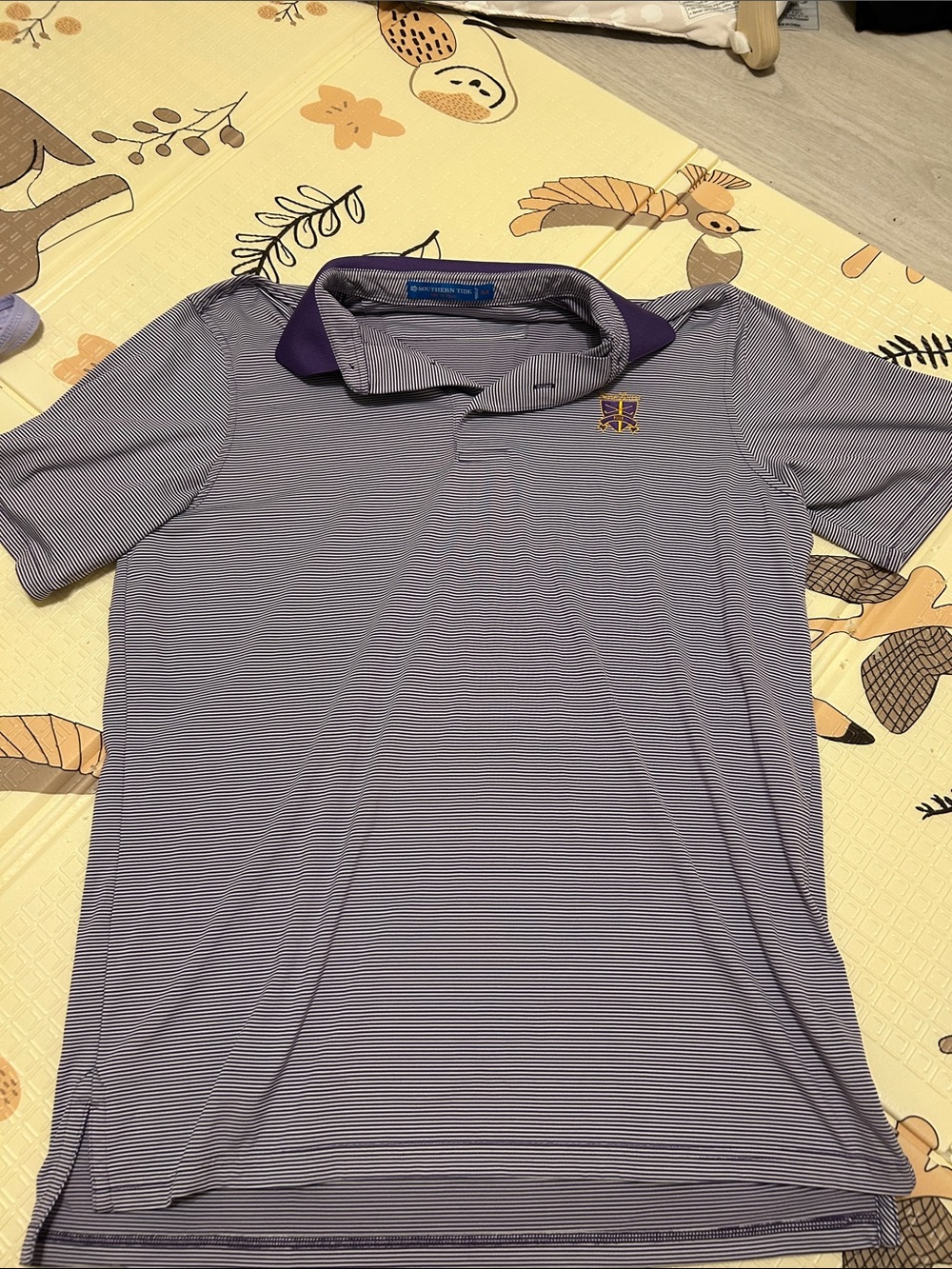 Southern Tide Men's Thin Purple Stripe Polo with Dark Purple Collar